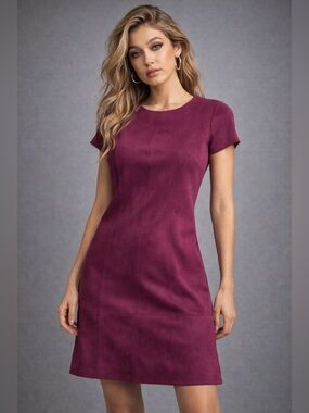 Vince Camuto Faux Suede Shift Dress Raspberry Pink/Purple